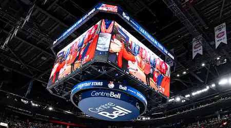 Message de bienvenue à l'écran géant