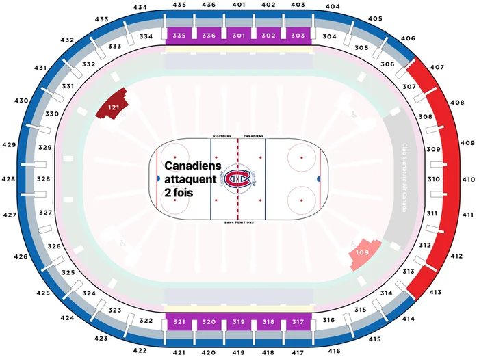 Plan des sièges du Centre Bell 2023-2024